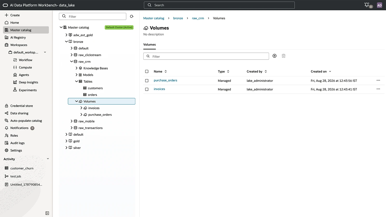 Store structured data view