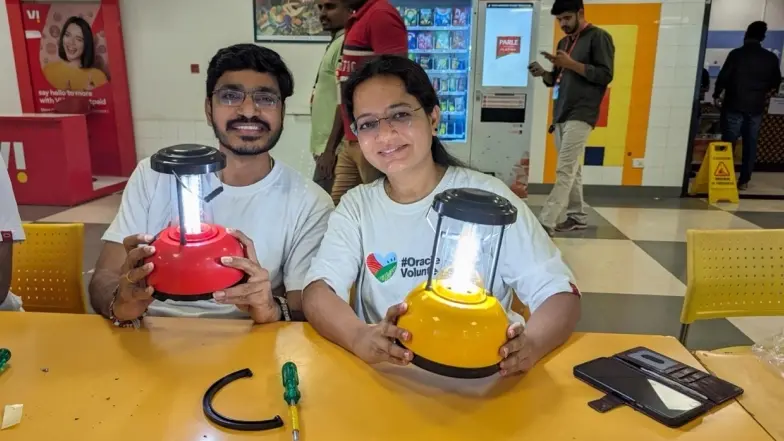 working on solar lanterns