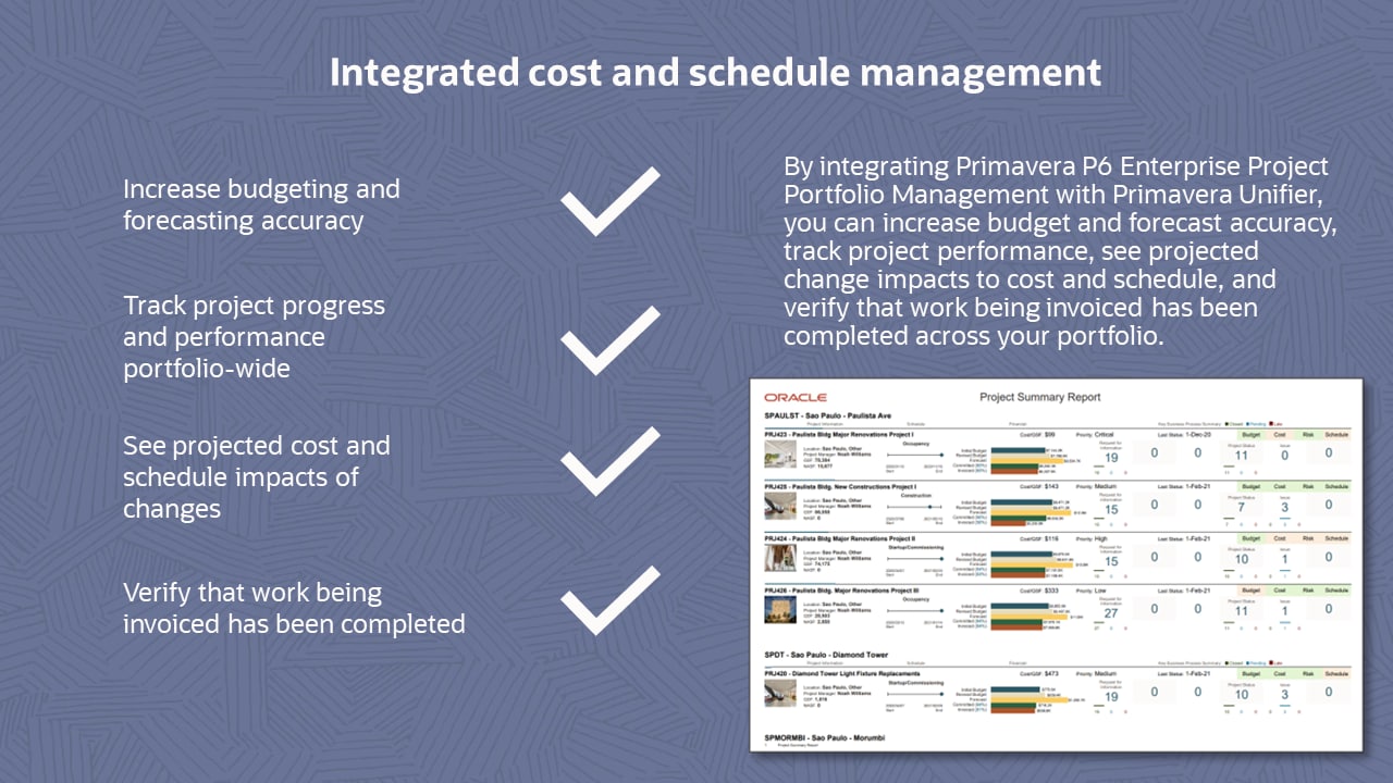 Primavera integrated cost and schedule management image