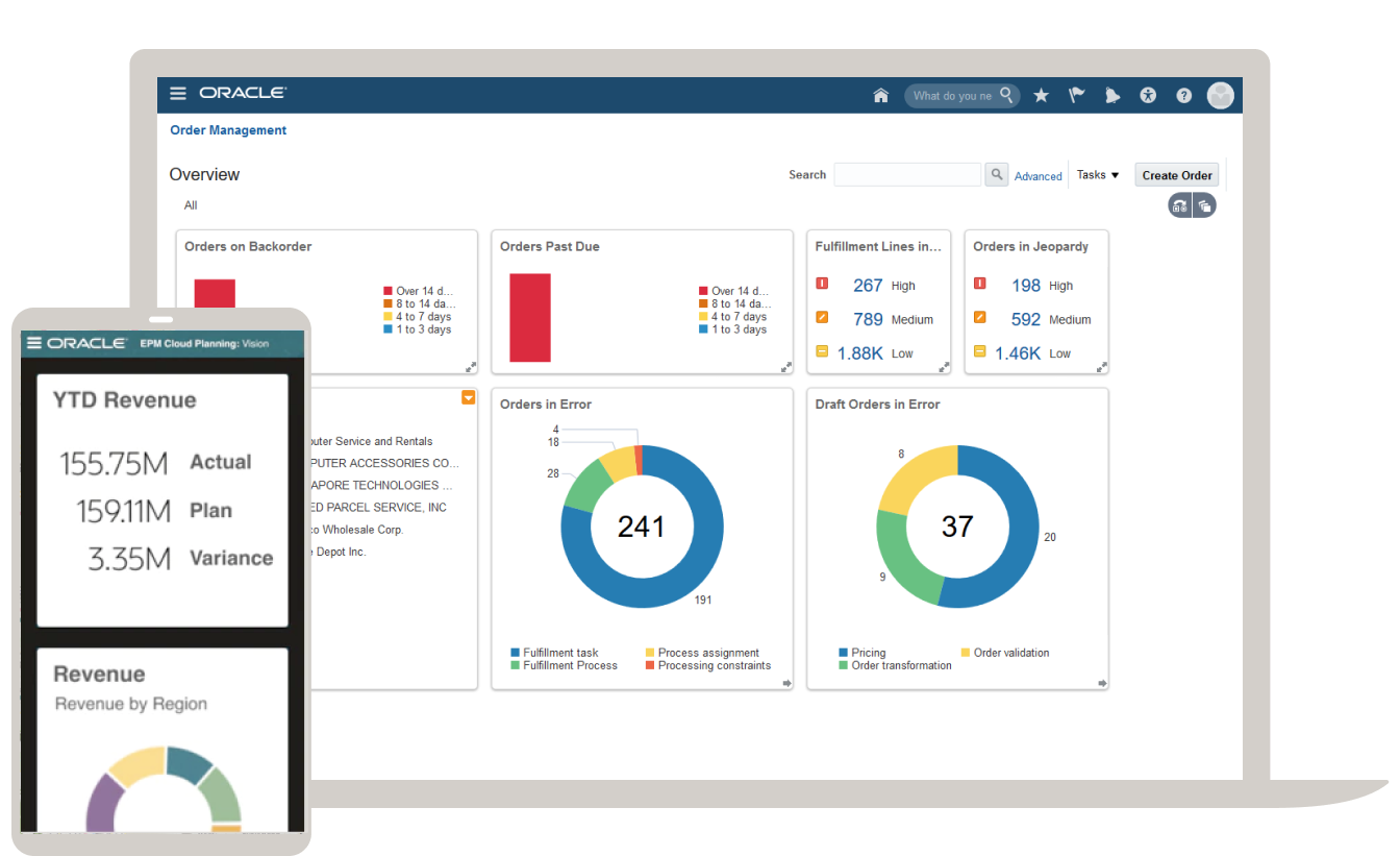 order management UI and mobile epm planning UI screen shot