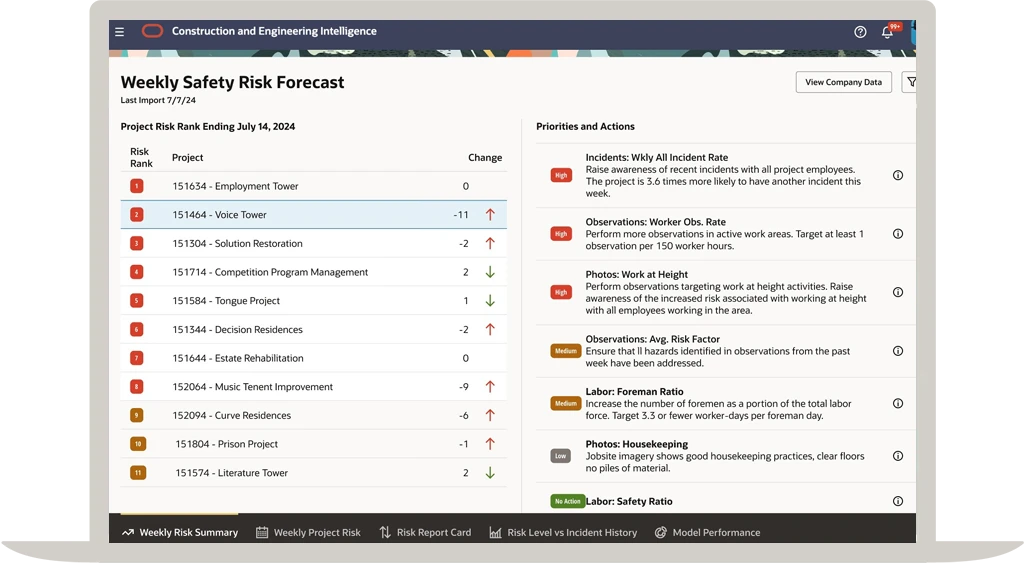 Advisor-predict and manage project risk screenshot