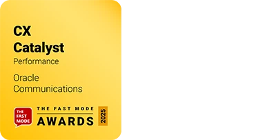 Logo for The Fast Mode Awards 2025, CX Catalyst Performance, Oracle Communications