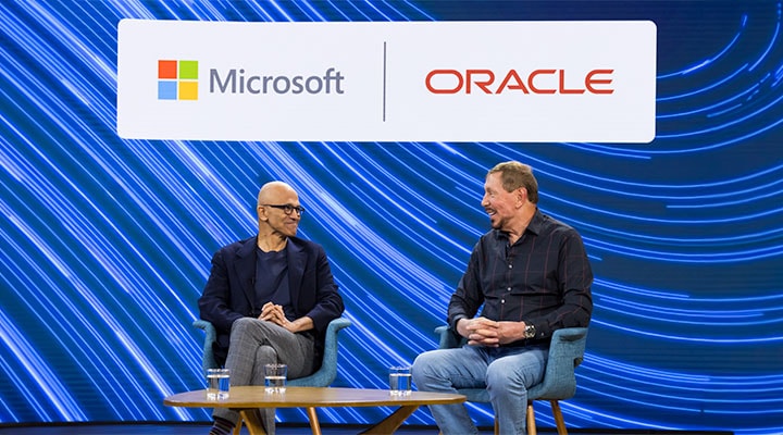 Oracle logo and Microsoft logo