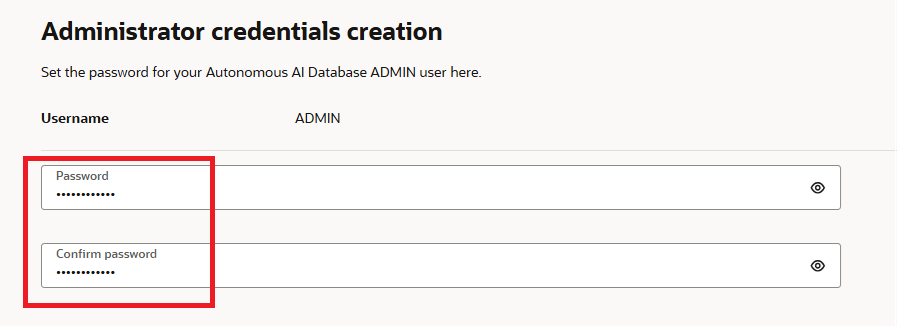 Screenshot of Oracle Autonomous Cloud database creation button