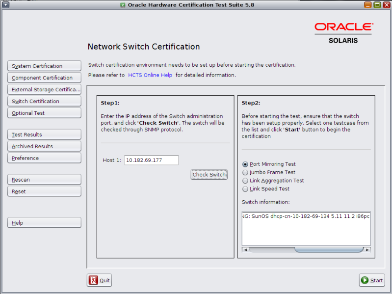 image:Network Switch Certification GUI
                                                  window